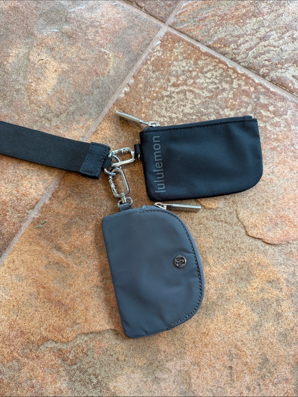 lululemon athletica Black Double Pouch Key Clip Wallet Set